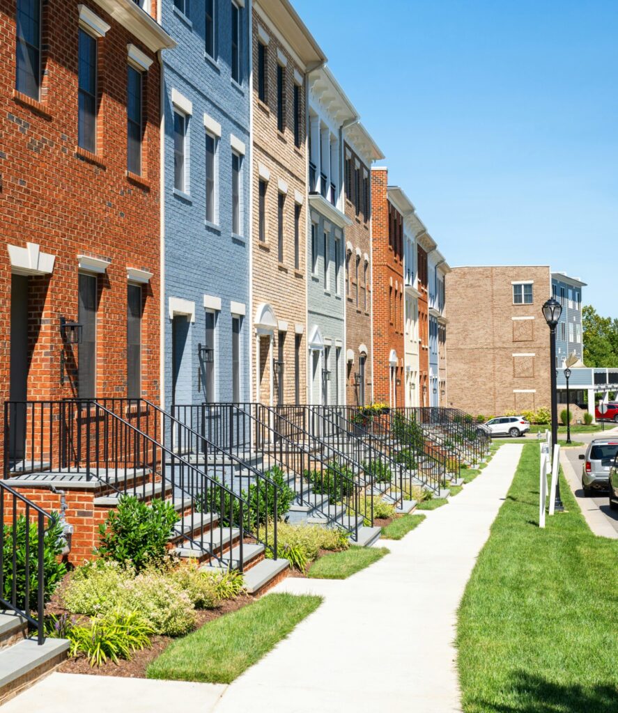 Multi-color city townhomes, pennsylvannia